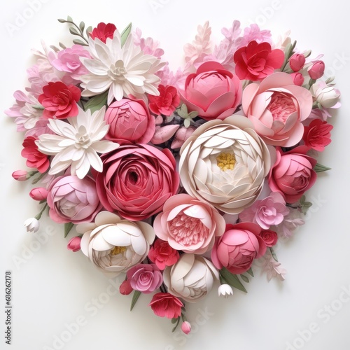 bouquet of pink flowers in shape of heart