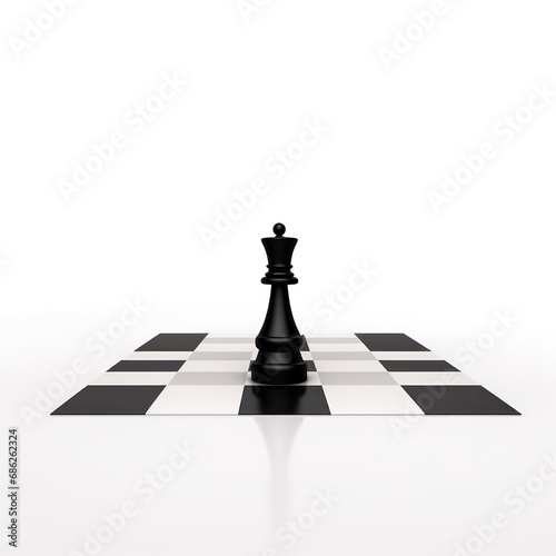 Black and White Chessboard Set on White Background