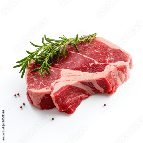 Raw beef steak cutout minimal isolated on white background. Realistic fresh raw beef steak slices, icon, detailed.