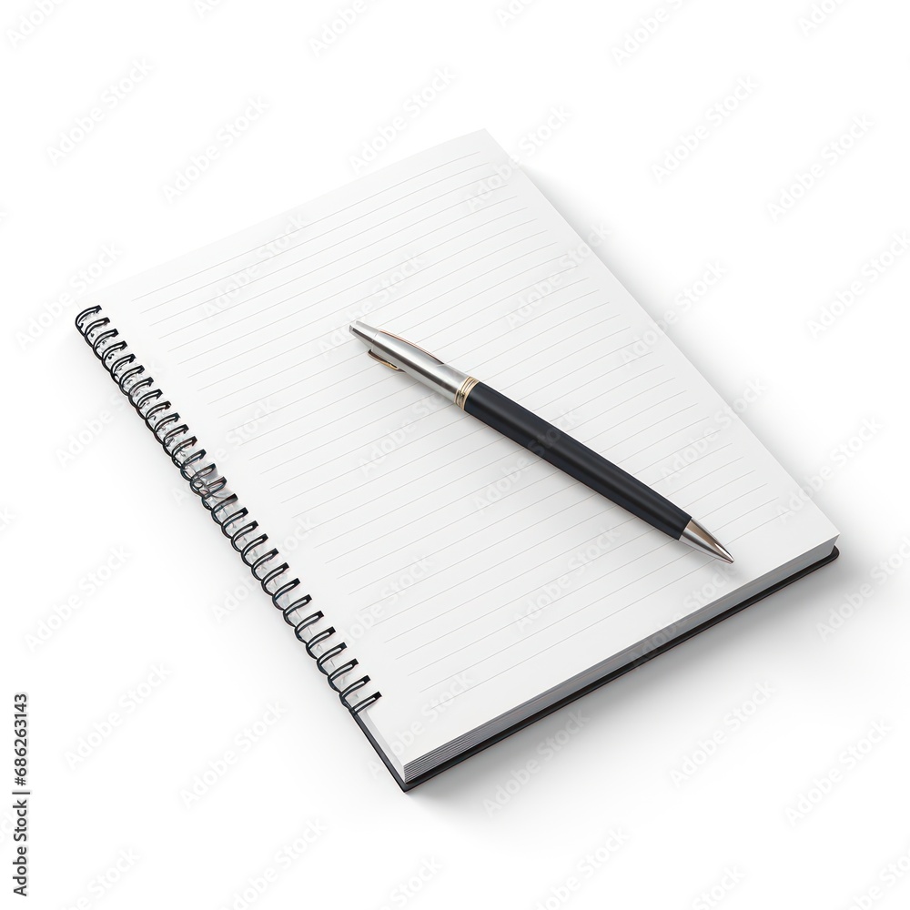 Classic Notepad and Pen Isolated on White Background Classic Notepad and Pen Isolated on White Background