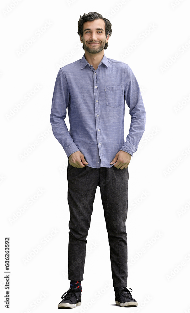 full-length portrait of a young man. standing isolated on white background