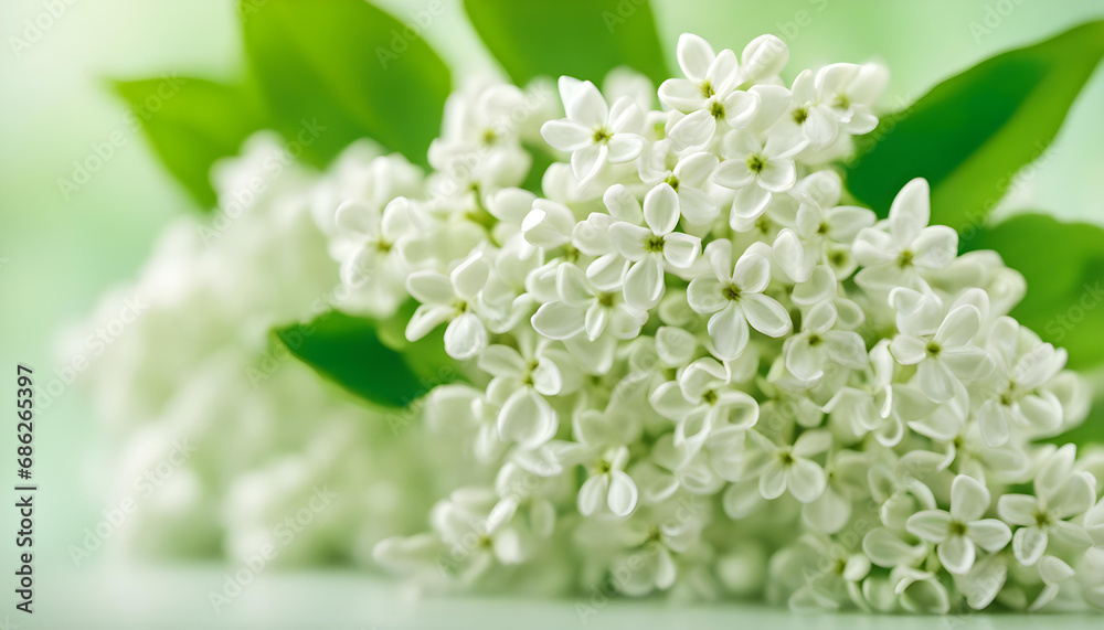 White lilac on blurred green background close up White lilac on blurred green background close up