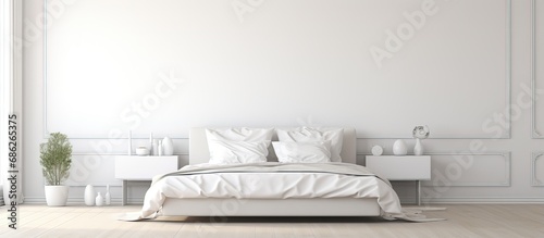 Contemporary interior design for a white bedroom