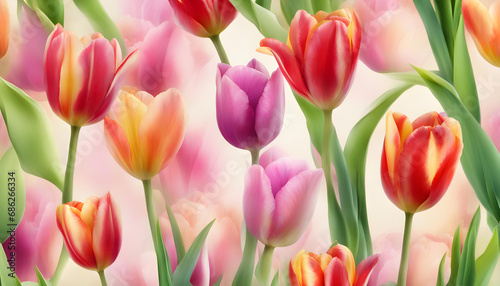 tulips on the bright background