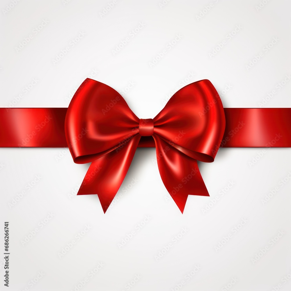 Elegant Red Ribbon and Bow Isolated on White Elegant Red Ribbon and Bow Isolated on White