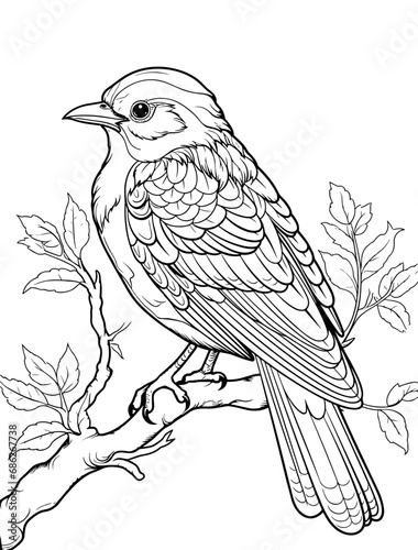 Bird on a branch coloring page - coloring book