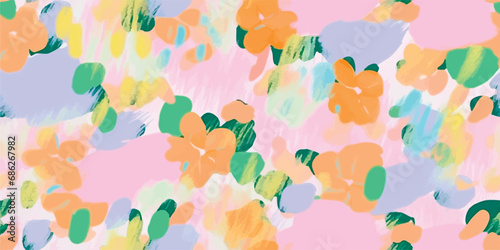 delicate pastel light floral peonies pattern with paint strokes