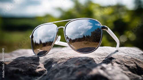 reflections of the surroundings in stylish sunglasses © valgabir