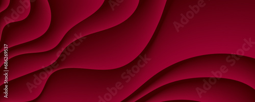 Abstract background of three-dimensional gradient red lines. Red wave background template for creative design