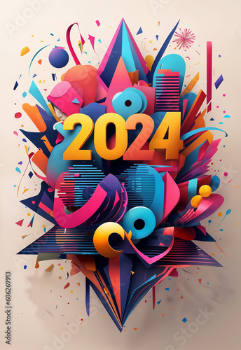 New year's eve 2024 party event flyer, background deisign. Generative AI.