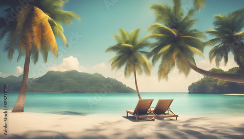 Tranquil beach scene. Exotic tropical beach landscape for background or wallpaper.
