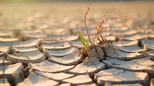 The surface of arid land is dry and cracked