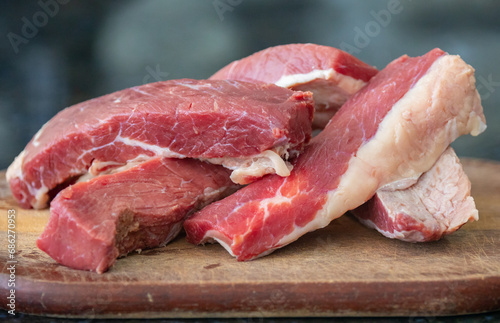 Traditional Brazilian salted meat known as "carne de sol" or charque