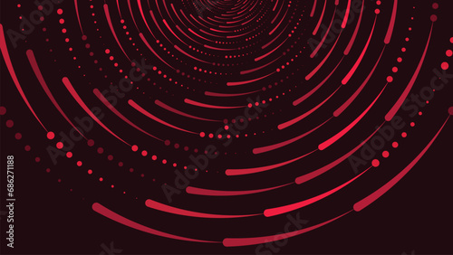 Abstarct spiral dotted vortex round symbol background in dark red color.