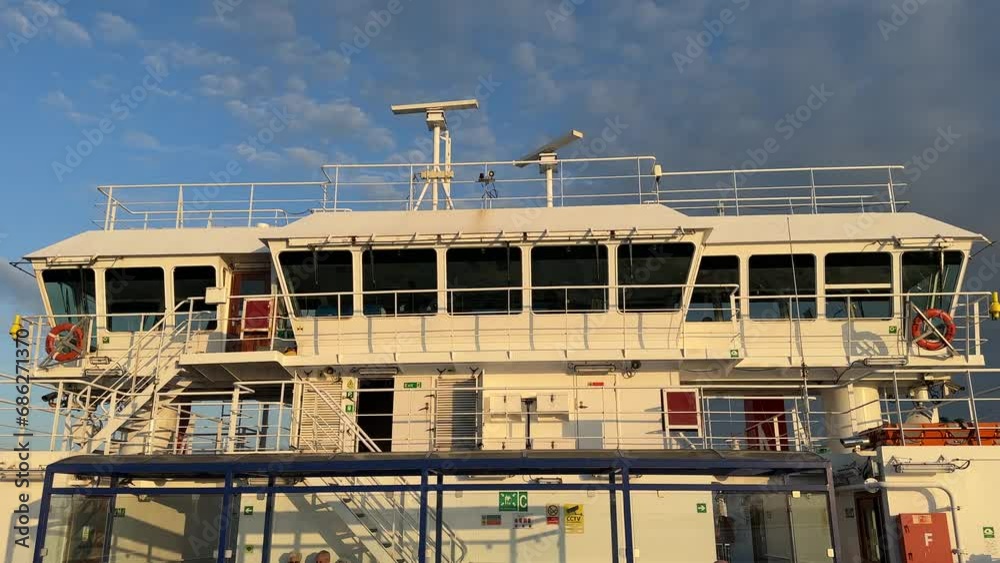 Captain's cabin of a car ferry. Ship navigation equipment. Captain's cabin of a car ferry. Ship navigation equipment.