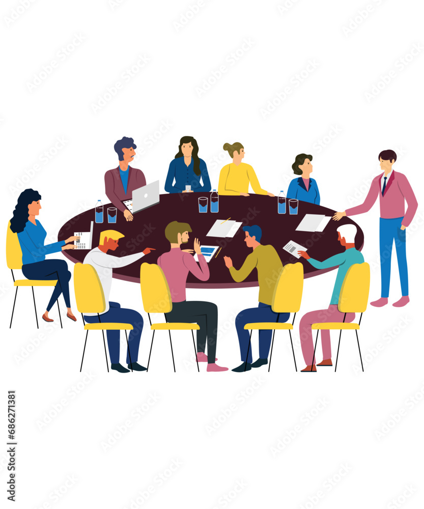 Flat Art Working Vectors Of Business People Having A Meeting Flat Art Working Vectors Of Business People Having A Meeting