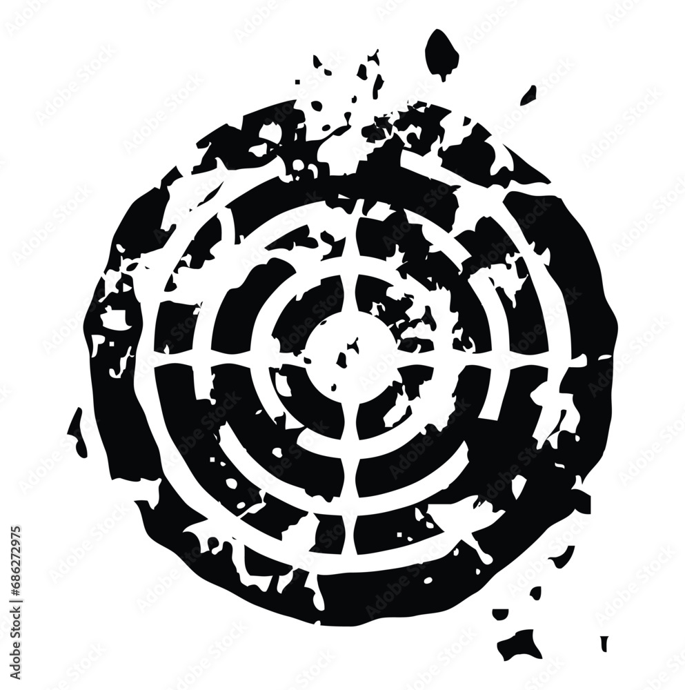 Vector flat grunge logo icon dartboard isolated on a white background - obrazy, fototapety, plakaty 