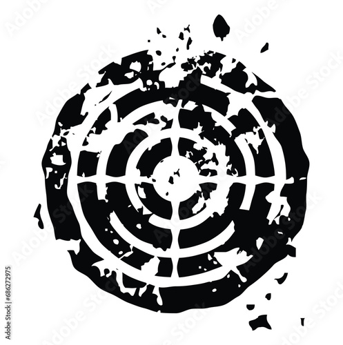 Vector flat grunge logo icon dartboard isolated on a white background photo