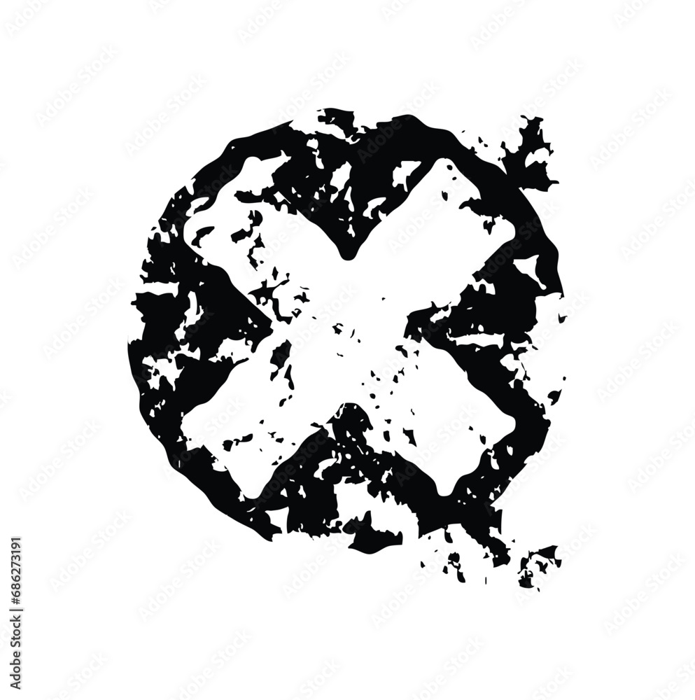 Vector flat grunge logo cross icon  isolated on a white background
