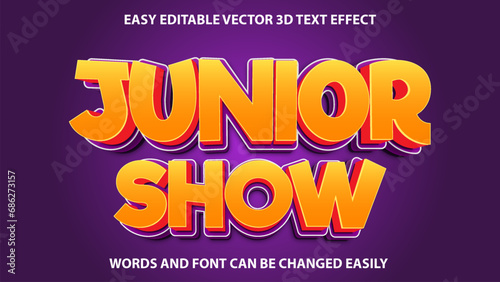 Junior show vector 3d  text effect blue gradation yellow comic style