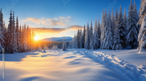 A breathtaking winter panor mountain 