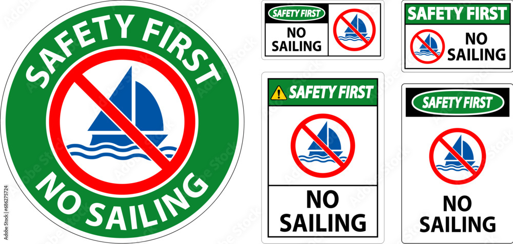 Water Safety Sign Attention, No Sailing Water Safety Sign Attention, No Sailing
