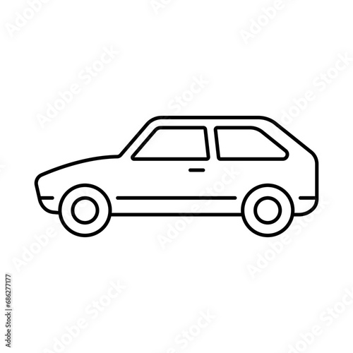 Car icon. Black contour linear silhouette. Editable strokes. Side view. Vector simple flat graphic illustration. Isolated object on a white background. Isolate.