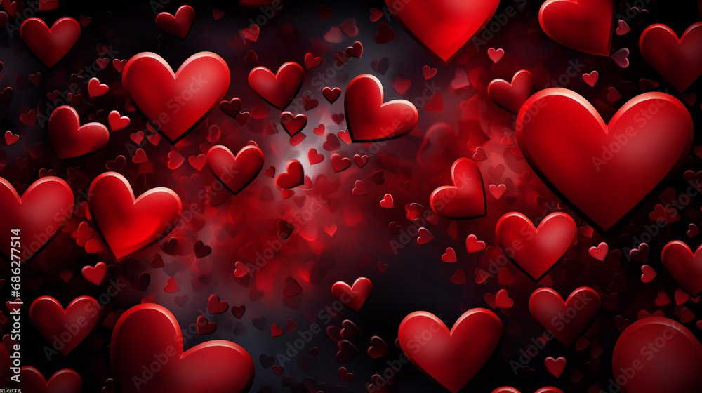 Beautiful background for a Valentine's Day card with red hearts.Creative Concept of Valentines day