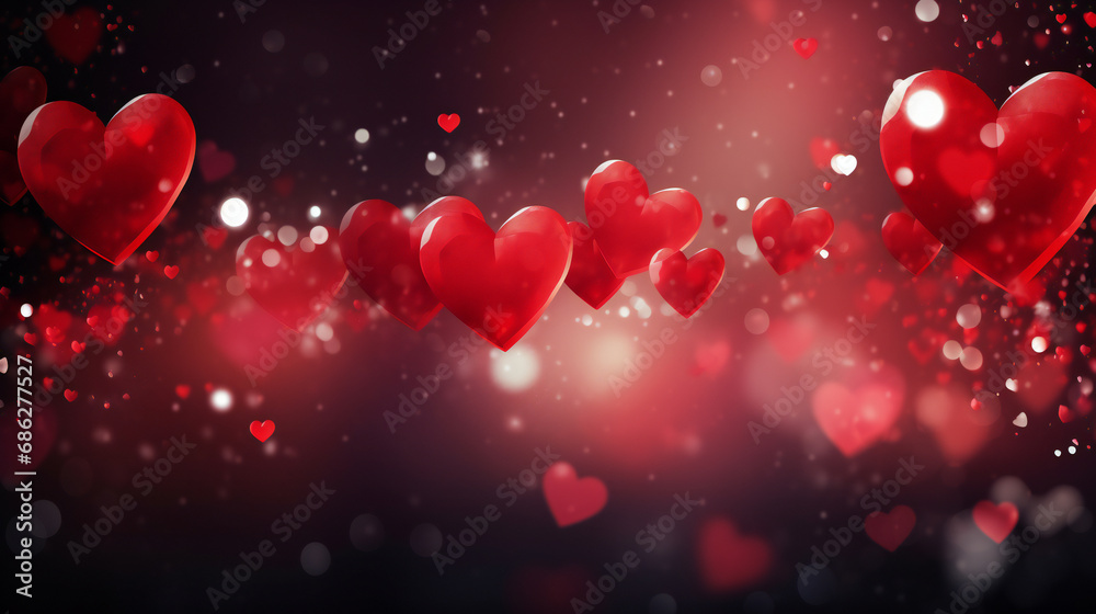 Beautiful background for a Valentine's Day card with red hearts.Creative Concept of Valentines day Beautiful background for a Valentine's Day card with red hearts.Creative Concept of Valentines day