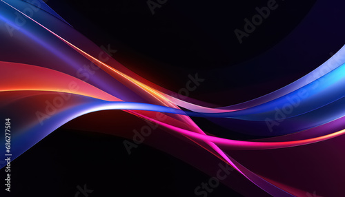 Waves of energy or smoke on black background in neon color ,spring concept