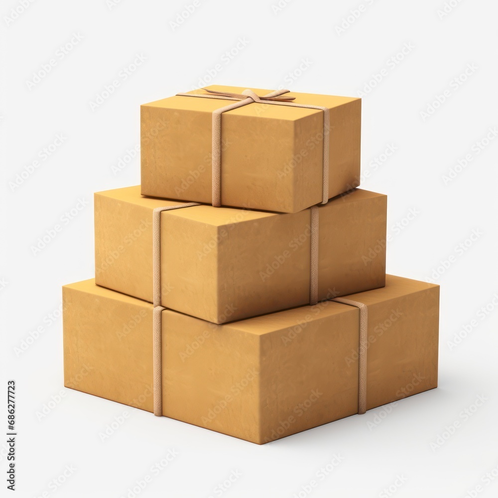 Stacked Isometric Shipping Packages on White Background Stacked Isometric Shipping Packages on White Background