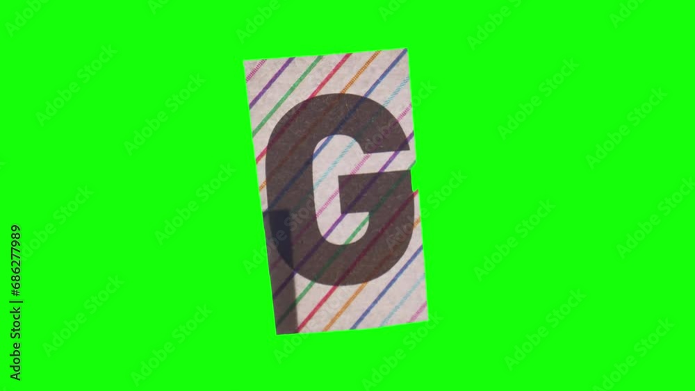 Uppercase G Letter in Paper Cut Letter. Ransom Letter style. Magazine Cut Outs. Wiggle loop.