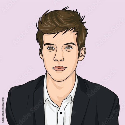portrait of a man, portrait of a person, Vector illustration, vector, boy illustration, Man Face illustration