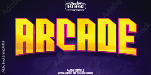 Arcade editable text effect, customizable gaming and entertainment 3D font style