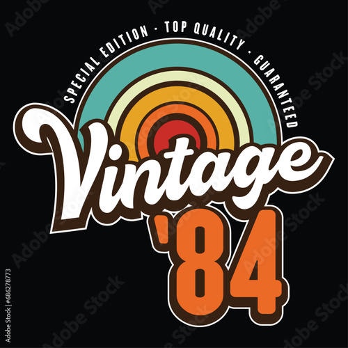Vintage 1984 40th Birthday vector illustration for shirt and birthday gift for her and for him. 80s retro sunset style design template.