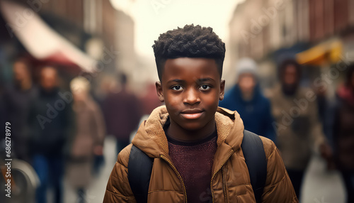 Boy in denim jacket , black history month photo