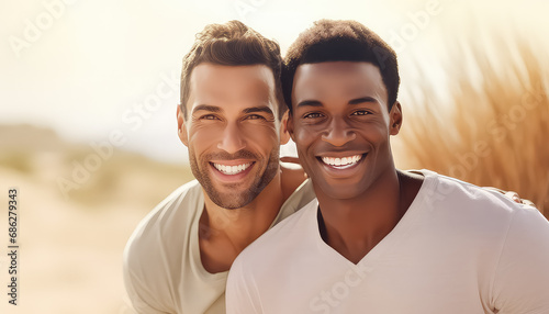 gay couple on the beach , black history month