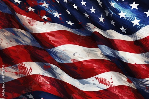 The image features the American flag painted in the patriotic colors of red, white, and blue. It can be used to showcase American pride and patriotism.