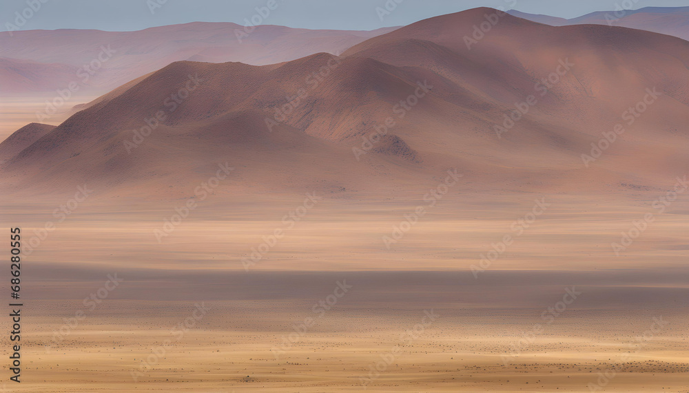 Fototapeta premium a breathtaking panoramic shot of desert plains in Namibia Africa with hills in the background