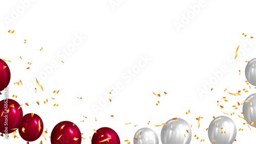 Merry Christmas greeting card design concept with realistic balloons. Happy new year