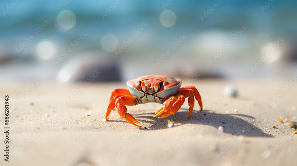 A crab on the beach. Generative Ai