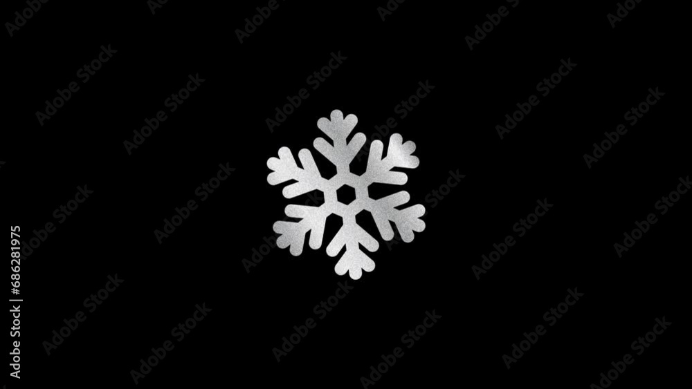 Rotating Snowflake in Seamless Loop on BlackScreen