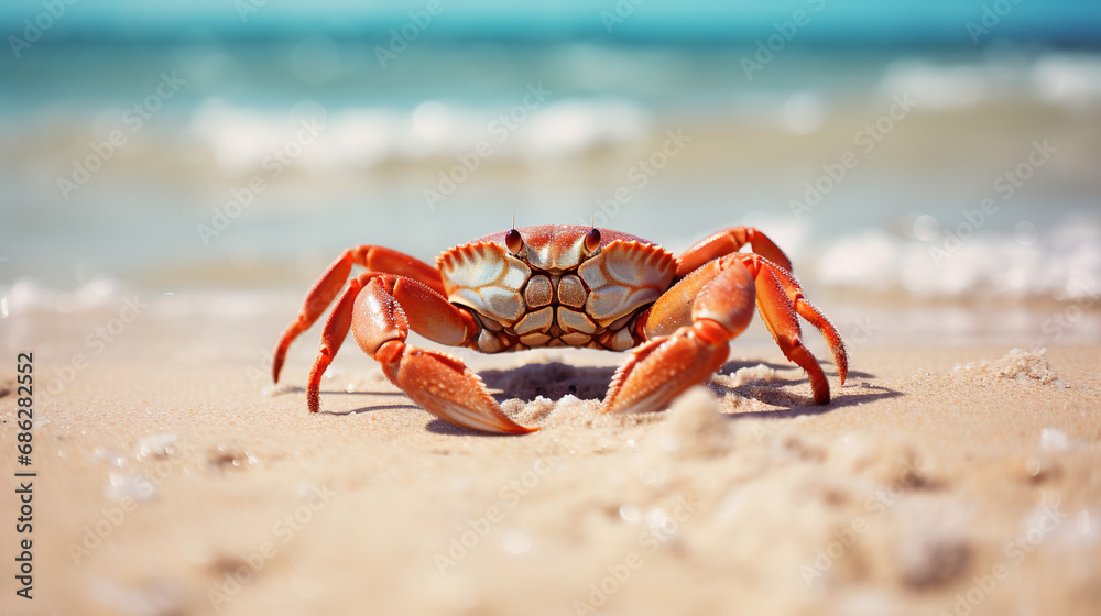 A crab on the beach. Generative Ai A crab on the beach. Generative Ai