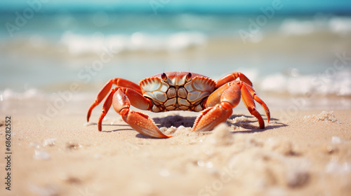 A crab on the beach. Generative Ai © Shades3d