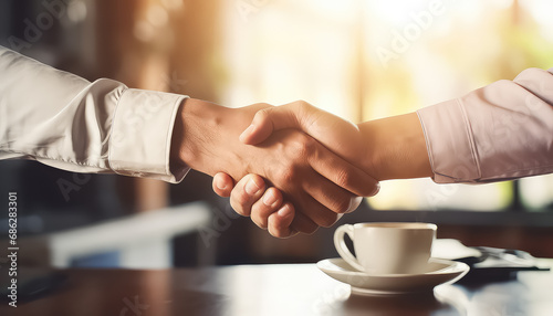 Close-up of hands shaking hands, business concept