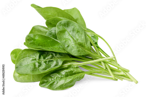 heap of spinach leaves, isolated on white background