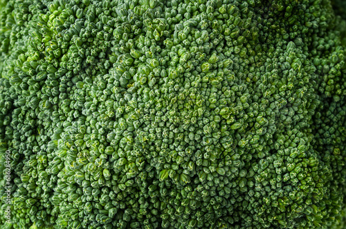 background of fresh broccoli, top view