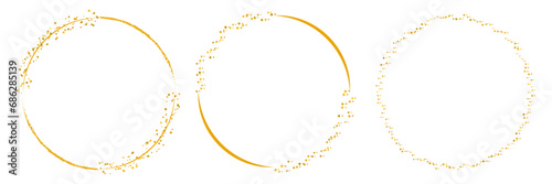 Gold star confetti frame set. Luxury golden glitter sparkler ring stroke. Glittering border swirl collection.