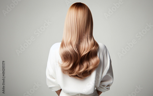 woman golden blonde hair Golden brown hair on a white background