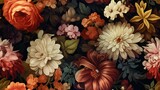 Vintage botanical flower seamless wallpaper, vintage pattern for floral print digital background, texture

